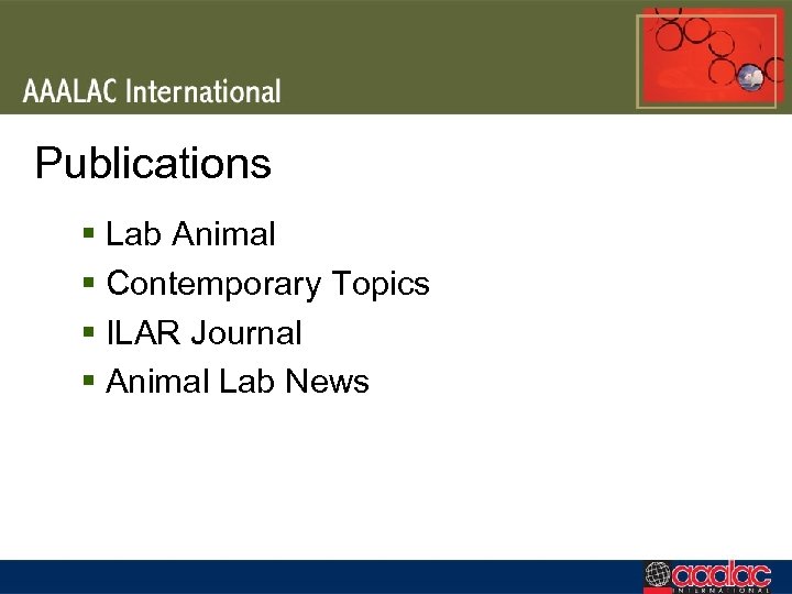 Publications § Lab Animal § Contemporary Topics § ILAR Journal § Animal Lab News