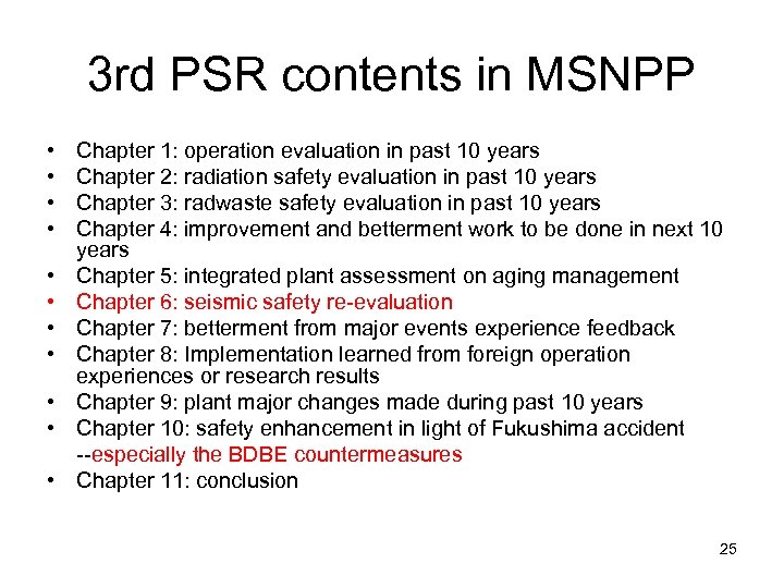3 rd PSR contents in MSNPP • • • Chapter 1: operation evaluation in