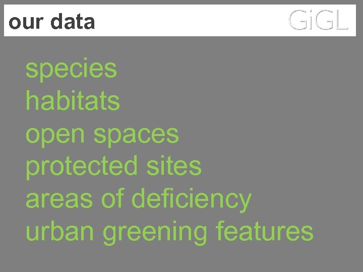 our data species habitats open spaces protected sites areas of deficiency urban greening features