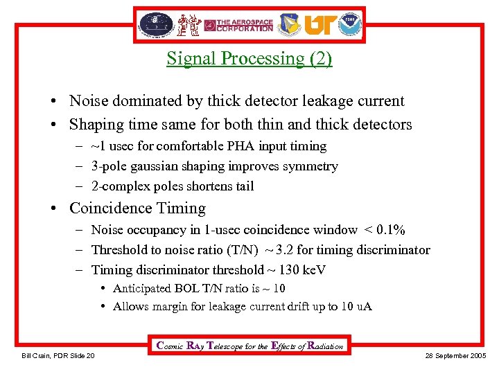 Signal Processing (2) • Noise dominated by thick detector leakage current • Shaping time