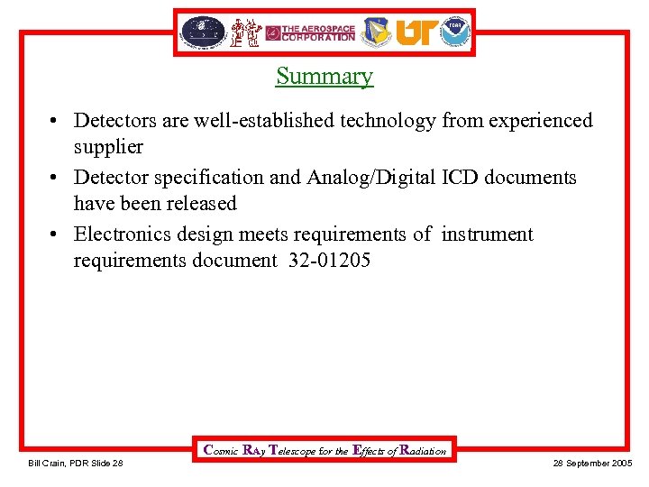 Summary • Detectors are well-established technology from experienced supplier • Detector specification and Analog/Digital