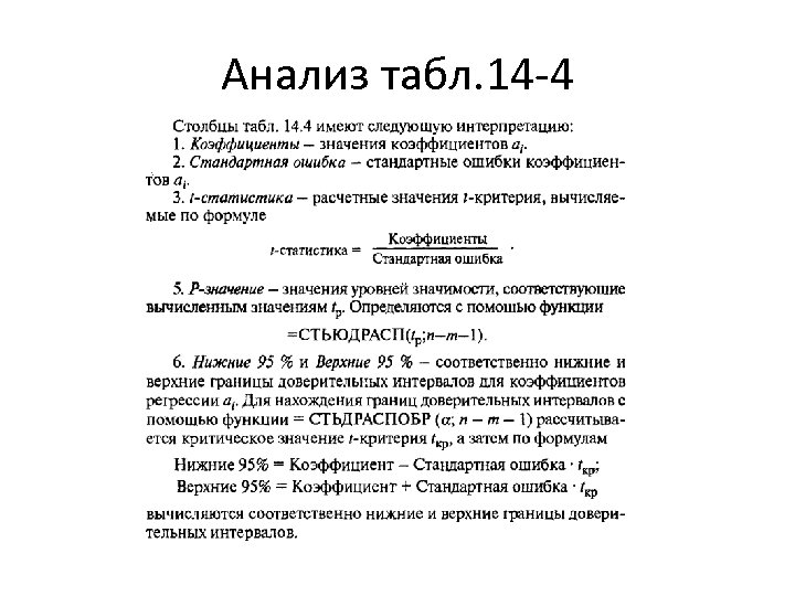 Анализ табл. 14 -4 