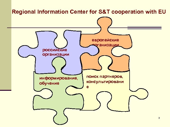 Regional Information Center for S&T cooperation with EU европейские организации российские организации информирование, обучение