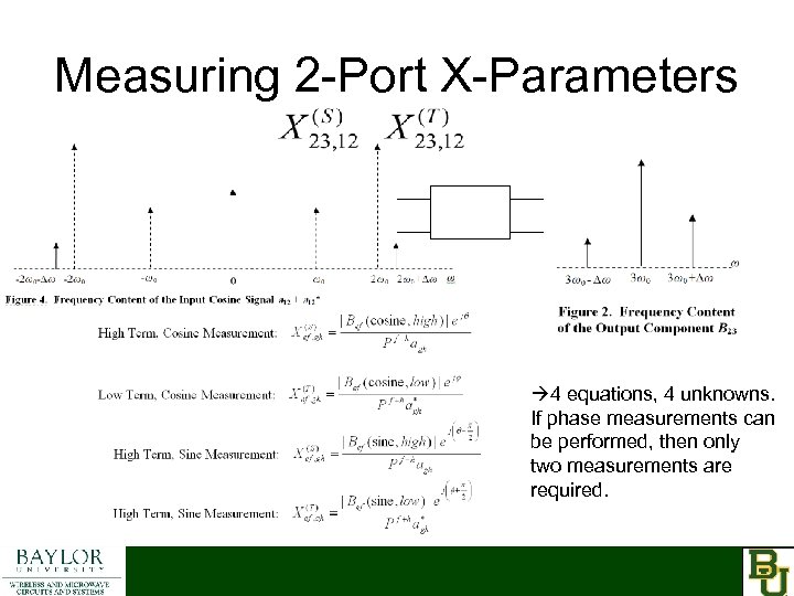 Measuring 2 -Port X-Parameters 4 equations, 4 unknowns. If phase measurements can be performed,