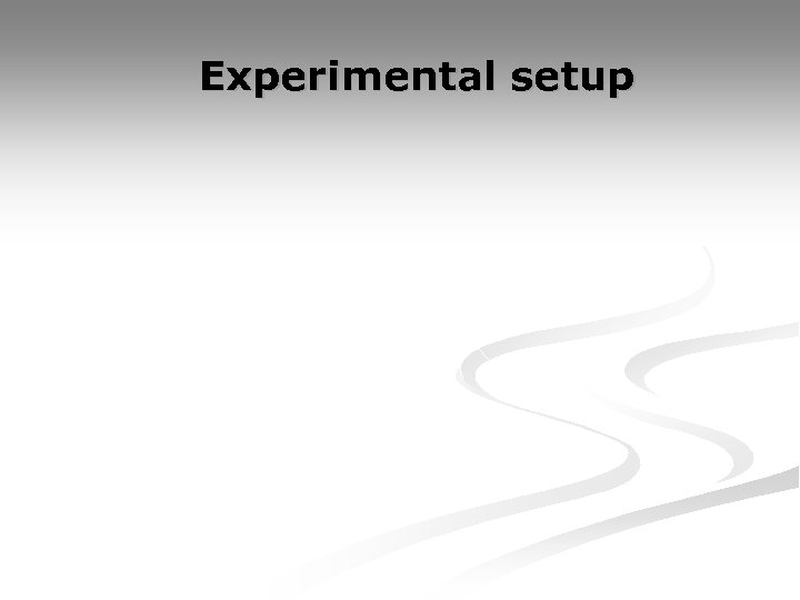 Experimental setup 