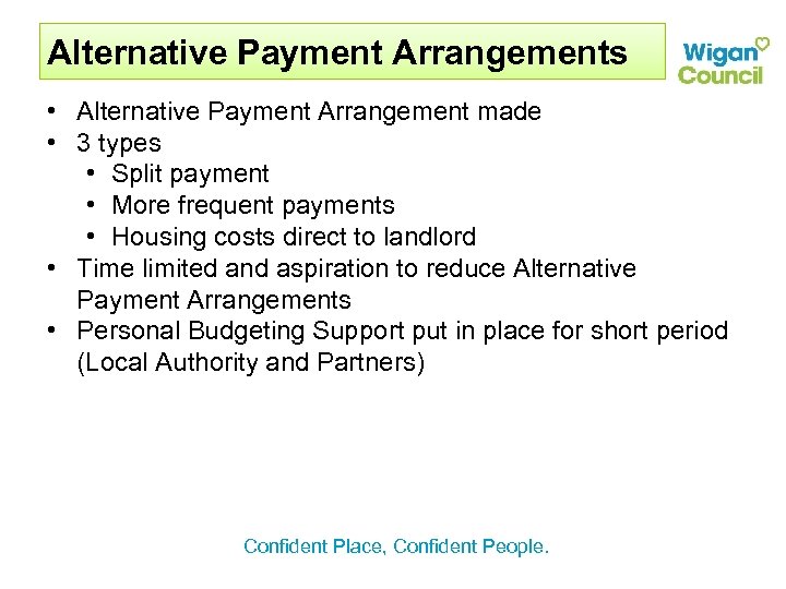 Alternative Payment Arrangements • Alternative Payment Arrangement made • 3 types • Split payment