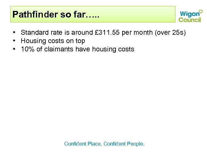 Pathfinder so far…. . • Standard rate is around £ 311. 55 per month