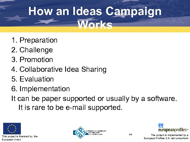 How an Ideas Campaign Works 1. Preparation 2. Challenge 3. Promotion 4. Collaborative Idea
