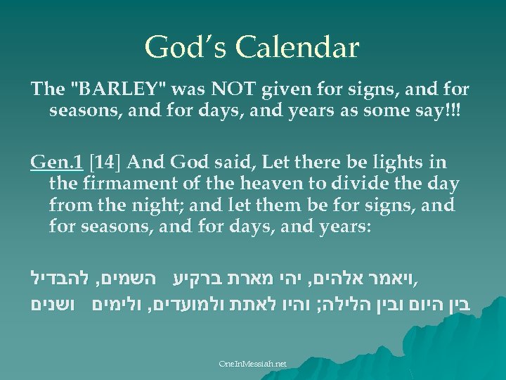 God’s Calendar The 
