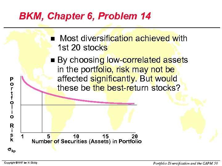 BKM, Chapter 6, Problem 14 Most diversification achieved with 1 st 20 stocks n