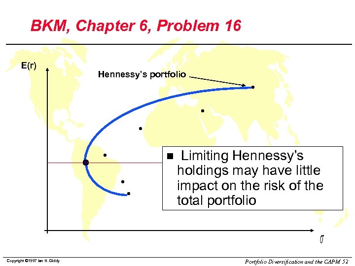 BKM, Chapter 6, Problem 16 E(r) Hennessy’s portfolio n Copyright © 1997 Ian H.