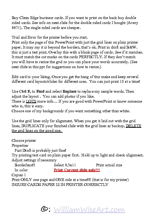 Buy Clean Edge business cards. If you want to print on the back buy