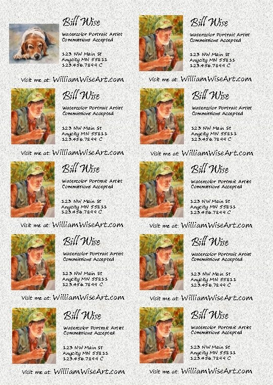 Bill Wise Watercolor Portrait Artist Commissions Accepted 123 NW Main St Anycity MN 55811