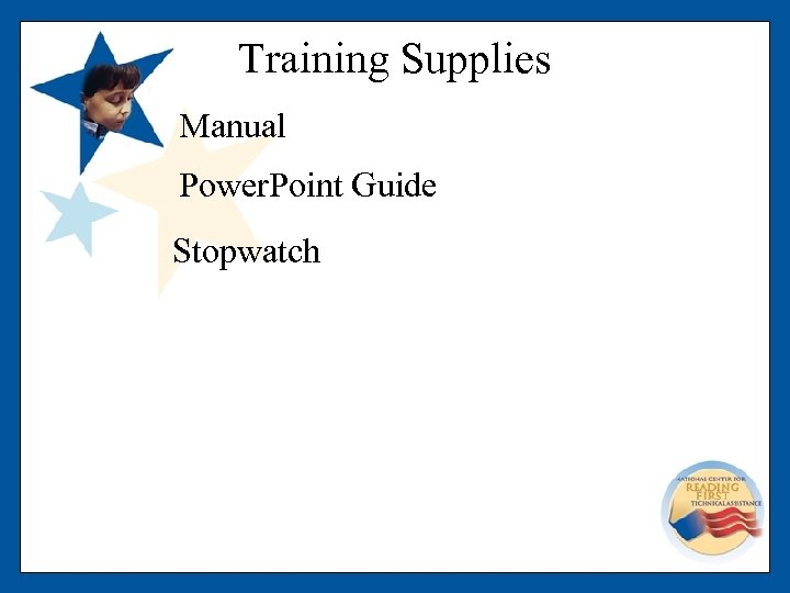 Training Supplies Manual Power. Point Guide Stopwatch 