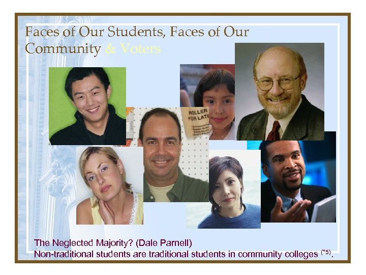 Faces of Our Students, Faces of Our Community & Voters The Neglected Majority? (Dale