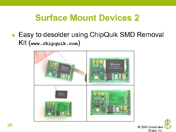 Surface Mount Devices 2 l 28 Easy to desolder using Chip. Quik SMD Removal