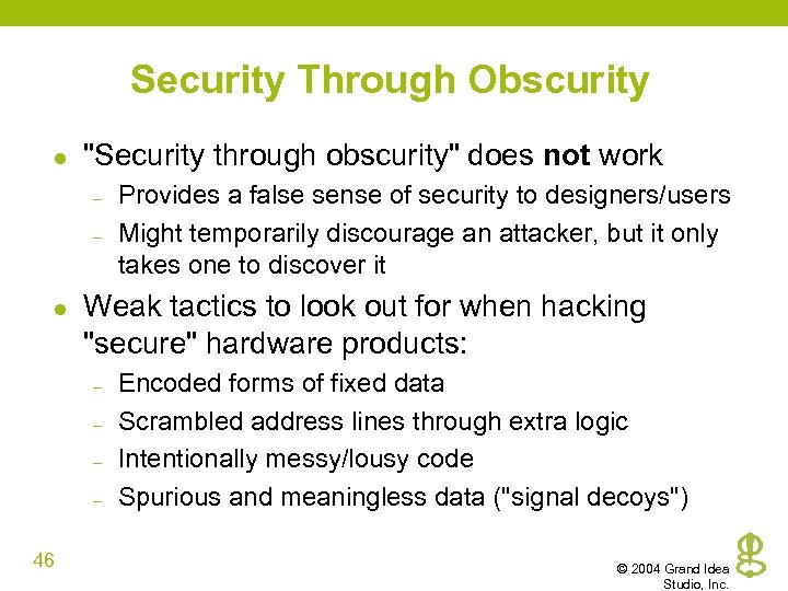 Security Through Obscurity l 