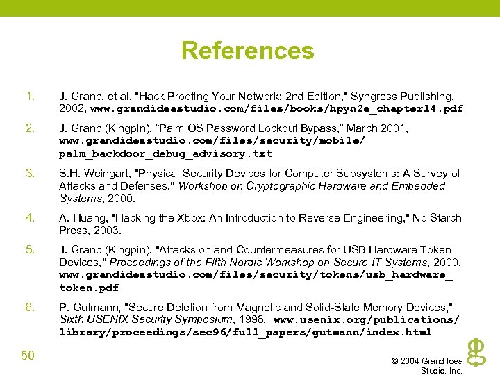 References 1. J. Grand, et al, 