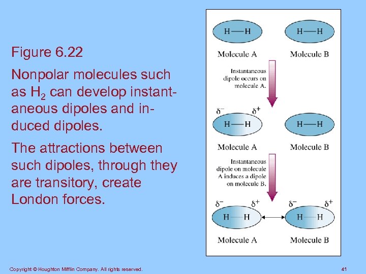 Figure 6. 22 Nonpolar molecules such as H 2 can develop instantaneous dipoles and