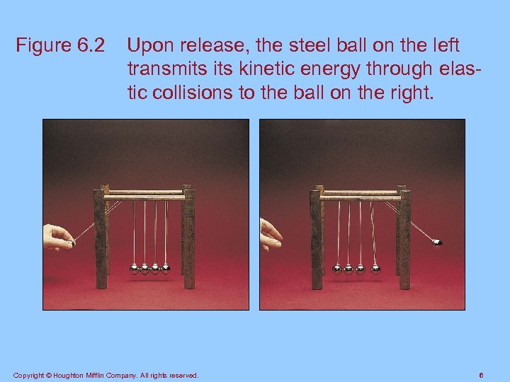 Figure 6. 2 Upon release, the steel ball on the left transmits kinetic energy