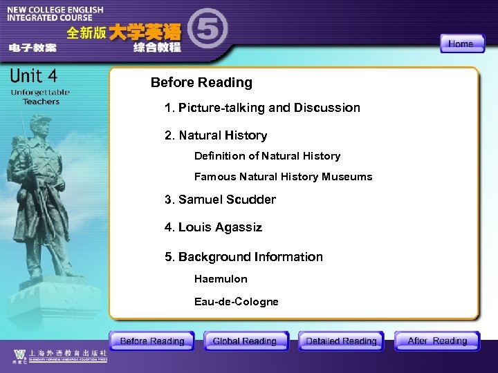 Before Reading 1. Picture-talking and Discussion 2. Natural History Definition of Natural History Famous