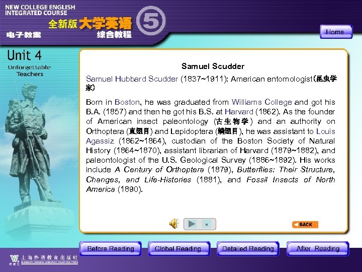 Samuel Scudder Samuel Hubbard Scudder (1837~1911): American entomologist(昆虫学 家) Born in Boston, he was