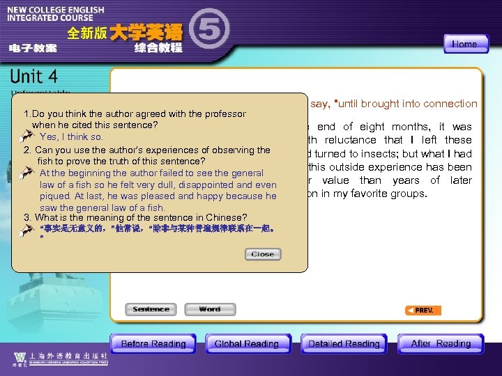 "Facts are stupid things, " he would say, "until brought into connection 1. Do