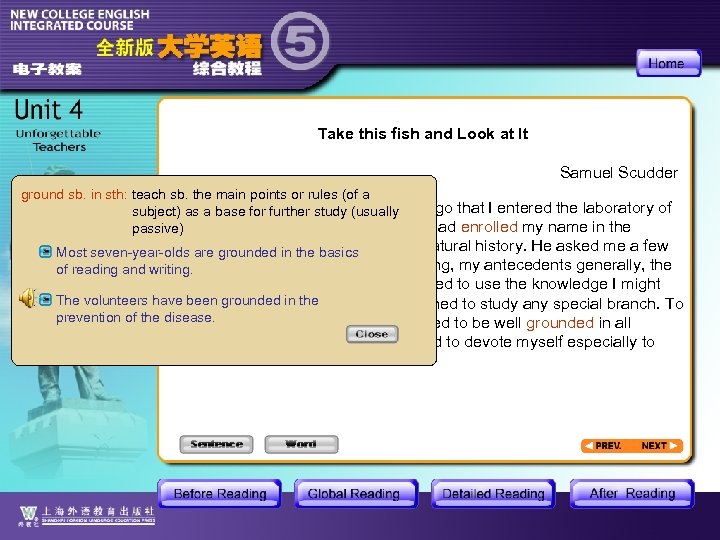 Take this fish and Look at It Samuel Scudder ground sb. in sth: teach