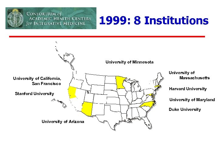 1999: 8 Institutions University of Minnesota University of California, San Francisco University of Massachusetts