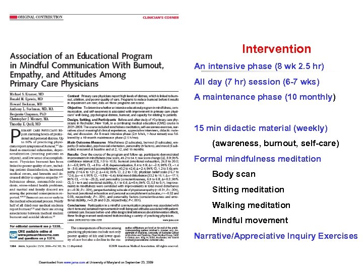 Intervention An intensive phase (8 wk 2. 5 hr) All day (7 hr) session