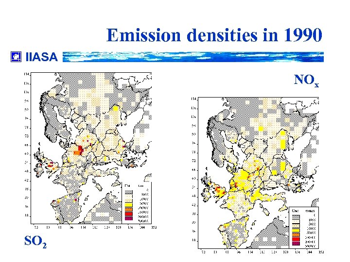 Emission densities in 1990 IIASA NOx SO 2 