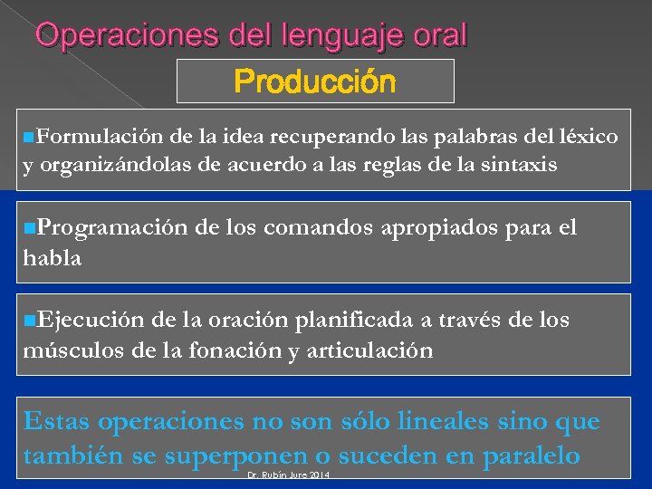 Operaciones del lenguaje oral Producción n. Formulación de la idea recuperando las palabras del