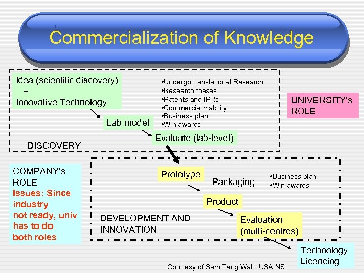 Commercialization of Knowledge Idea (scientific discovery) + Innovative Technology Lab model DISCOVERY COMPANY’s ROLE