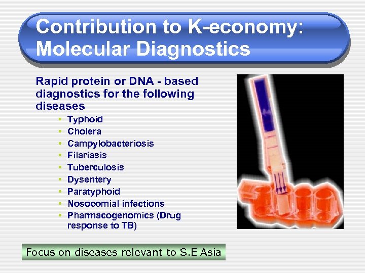 Contribution to K-economy: Molecular Diagnostics Rapid protein or DNA - based diagnostics for the