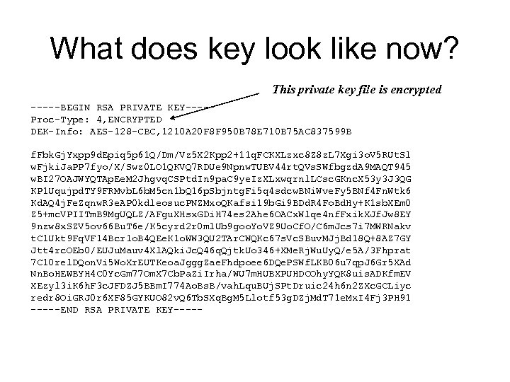 What does key look like now? This private key file is encrypted -----BEGIN RSA