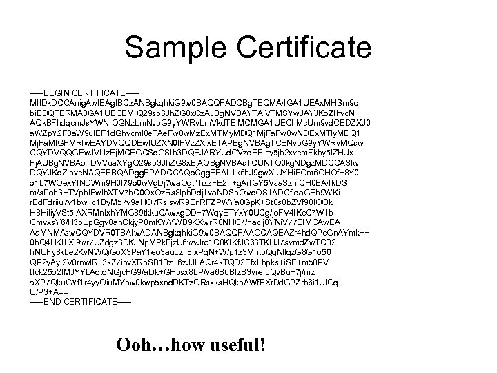 Sample Certificate -----BEGIN CERTIFICATE----MIIDk. DCCAnig. Aw. IBAg. IBCz. ANBgkqhki. G 9 w 0 BAQQFADCBg.