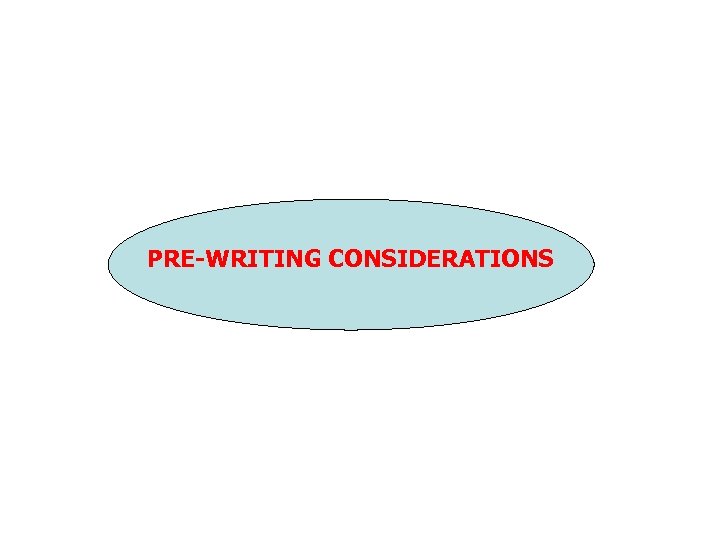 PRE-WRITING CONSIDERATIONS 