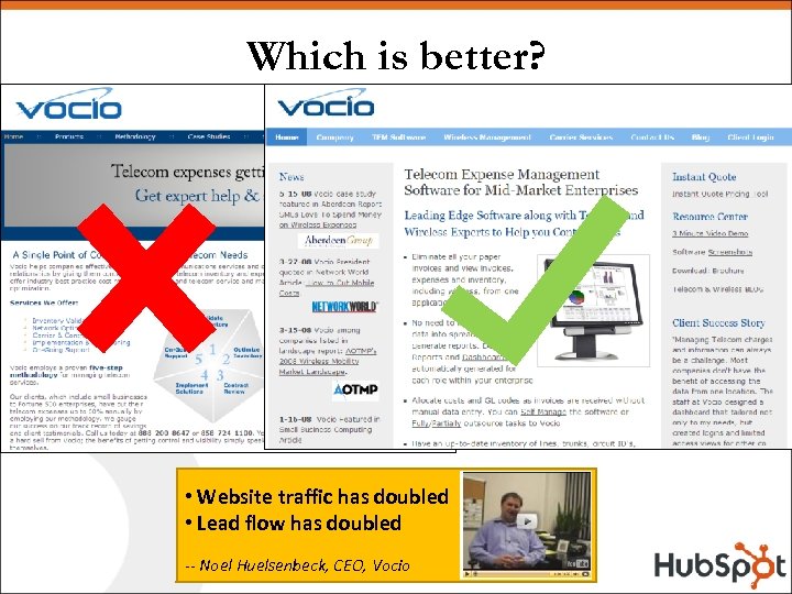 Which is better? • Website traffic has doubled • Lead flow has doubled --