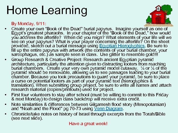 Home Learning • • • By Monday, 9/11: Create your own “Book of the