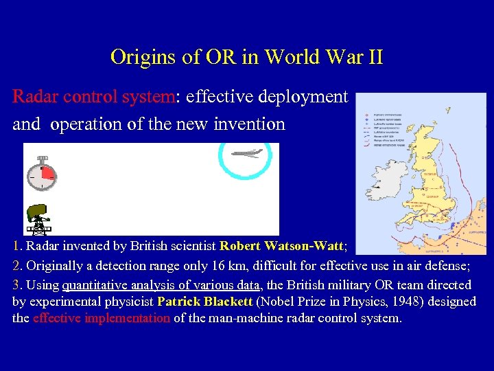 Origins of OR in World War II Radar control system: effective deployment and operation