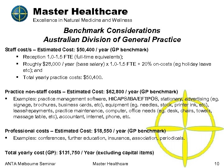 Master Healthcare Excellence in Natural Medicine and Wellness Benchmark Considerations Australian Division of General