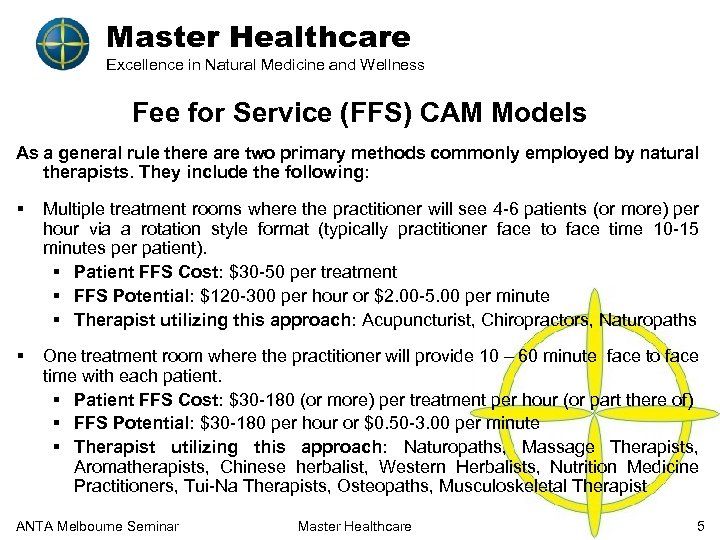 Master Healthcare Excellence in Natural Medicine and Wellness Fee for Service (FFS) CAM Models