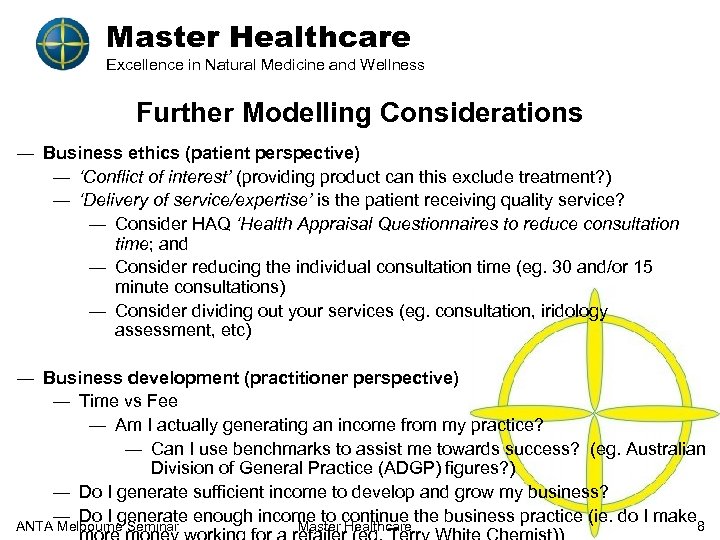 Master Healthcare Excellence in Natural Medicine and Wellness Further Modelling Considerations ― Business ethics