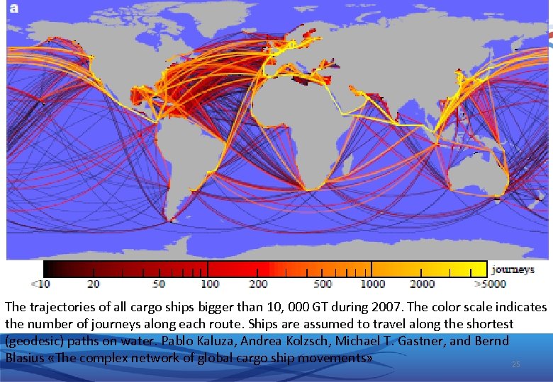 The trajectories of all cargo ships bigger than 10, 000 GT during 2007. The