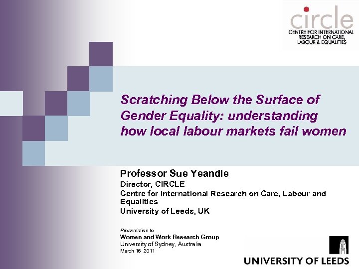 Scratching Below the Surface of Gender Equality: understanding how local labour markets fail women