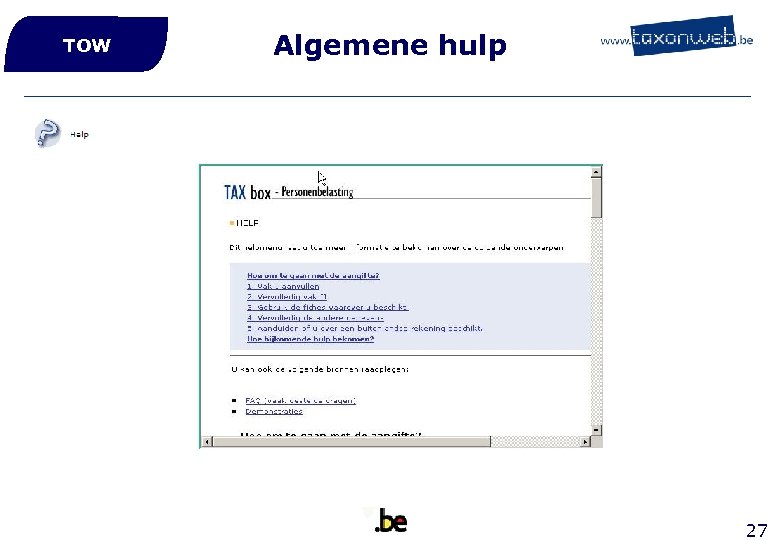 TOW Algemene hulp 27 