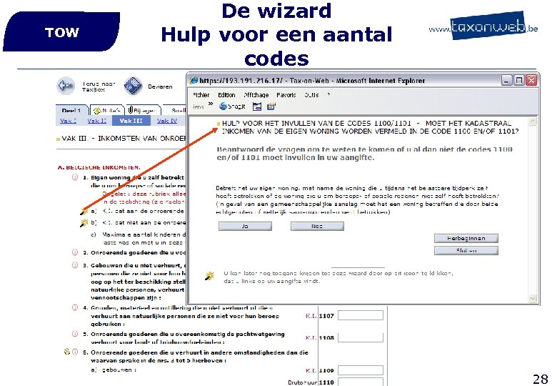 TOW De wizard Hulp voor een aantal codes 28 