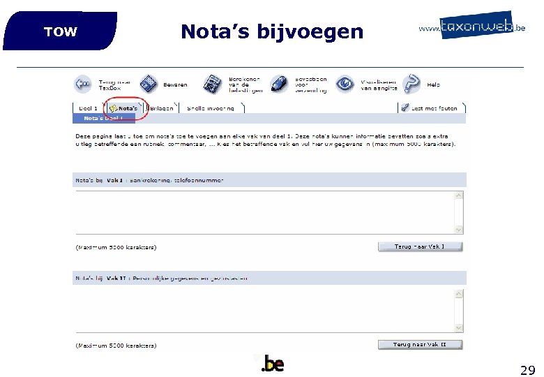 TOW Nota’s bijvoegen 29 