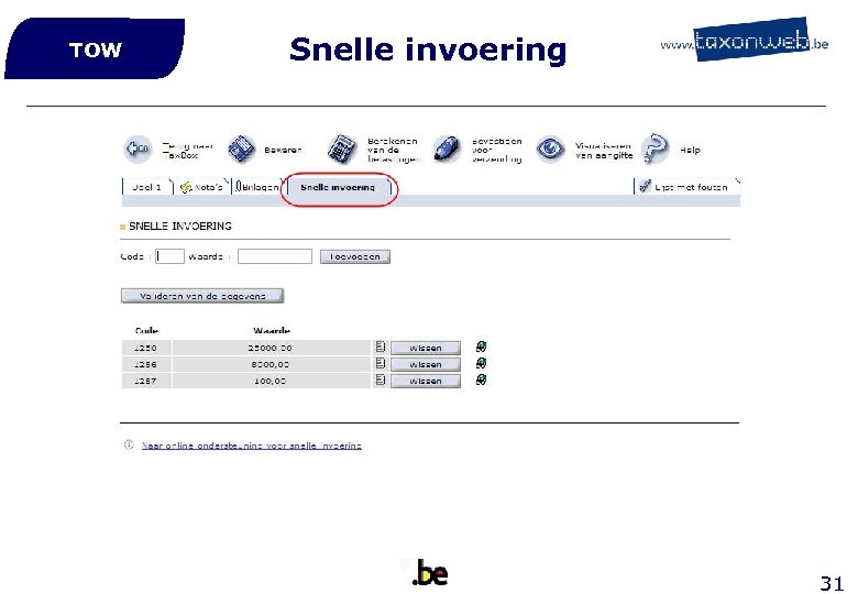 TOW Snelle invoering 31 