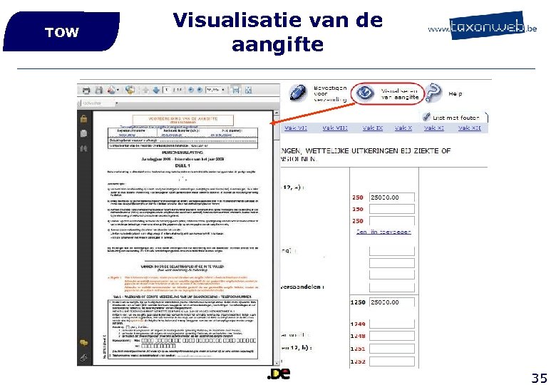 TOW Visualisatie van de aangifte 35 
